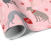 Italienisches Greyhound Valentine Muster Geschenkpapier (Rolleneckpunkt)