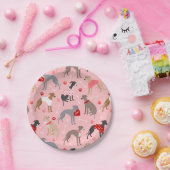 Italienisches Greyhound Valentine Muster Pappteller (Party)