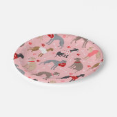 Italienisches Greyhound Valentine Muster Pappteller (Schrägansicht)