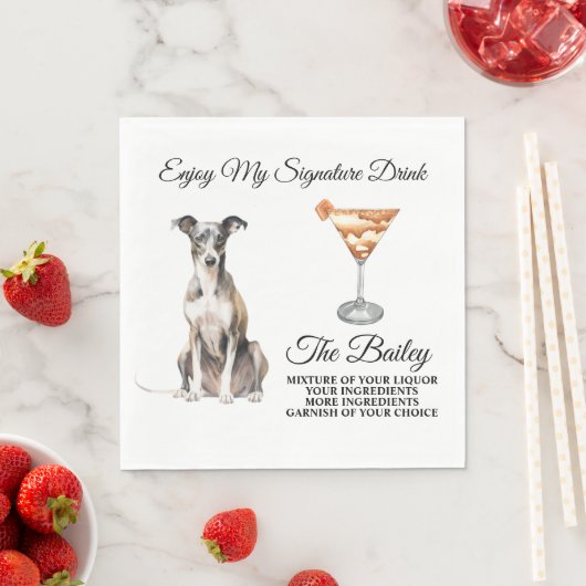 Italienisches Greyhound Wedding Signature Drink Na Serviette (Beispiel)
