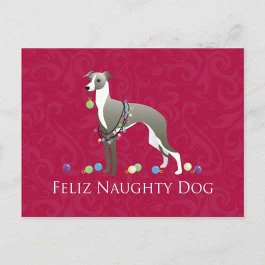 Italienisches Greyhound Weihnachtsdesign Feiertagspostkarte (Vorderseite)