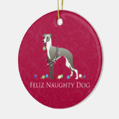 Italienisches Greyhound Weihnachtsdesign Keramikornament (Links)