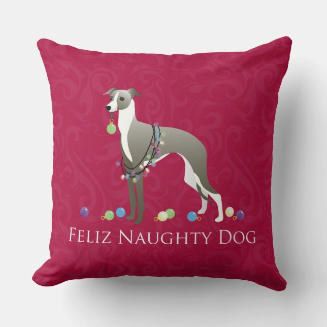 Italienisches Greyhound Weihnachtsdesign Kissen (Vorderseite)