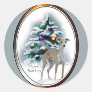 Italienisches Greyhound Weihnachtsgeschenk Runder Aufkleber