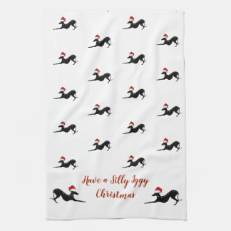 Italienisches Greyhound Weihnachtshandtuch, Iggy H Geschirrtuch
