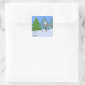 Italienisches Greyhound Whippet Dekorieren Weihnac Quadratischer Aufkleber (Tasche)