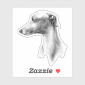 Italienisches Greyhound Whippet Hundportrait zeich Aufkleber (Blatt)