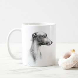 Italienisches Greyhound Whippet Hundportrait zeich Kaffeetasse