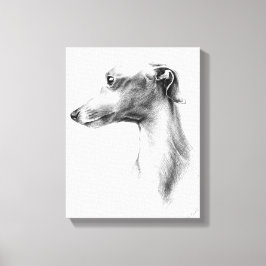 Italienisches Greyhound Whippet Hundportrait zeich Leinwanddruck