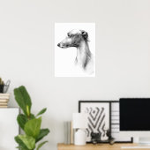 Italienisches Greyhound Whippet Hundportrait zeich Poster (Heimbüro)