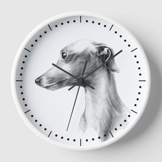 Italienisches Greyhound Whippet Hundportrait zeich Uhr (Vorderseite)