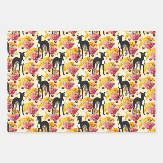 Italienisches Greyhounds Floral Pattern Geschenkpapier Set (Vorderseite 2)