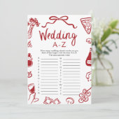 Italienisches Handgezeichnetes Hochzeitspiel A-Z B Einladung (Stehend Vorderseite)