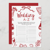 Italienisches Handgezeichnetes Hochzeitspiel A-Z B Einladung (Vorne/Hinten)