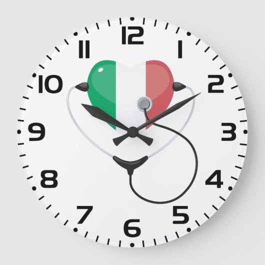 Italienisches Herz mit Stethoscope Gesundheitswese Große Wanduhr (Vorderseite)