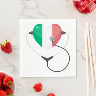 Italienisches Herz mit Stethoscope Gesundheitswese Serviette