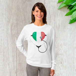 Italienisches Herz mit Stethoscope Gesundheitswese T-Shirt
