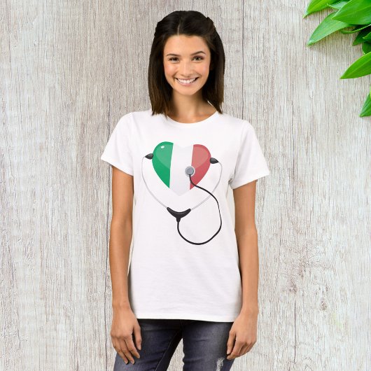 Italienisches Herz mit Stethoscope Gesundheitswese T-Shirt