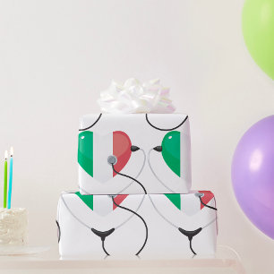 Italienisches Herz mit Stethoskop Gesundheitswesen Geschenkpapier