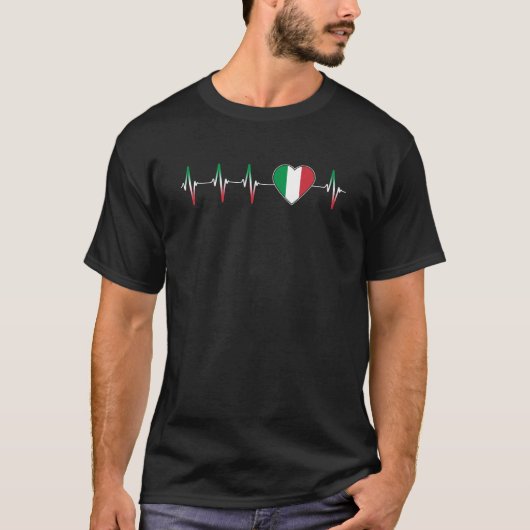 Italienisches Herzschlag I Liebe Italien Flaggenst T-Shirt (Vorderseite)