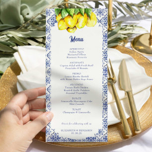 Italienisches Hochzeitsmenü mit Zitronen und medit Menükarte