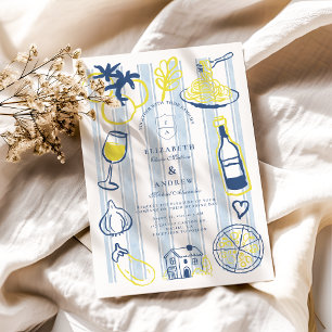 Italienisches Hochzeitsthema handgezeichnet Einladung