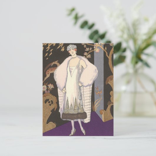 Italienisches Kleid und Coat George Barbier Postkarte (Stehend Vorderseite)