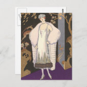 Italienisches Kleid und Coat George Barbier Postkarte (Vorne/Hinten)