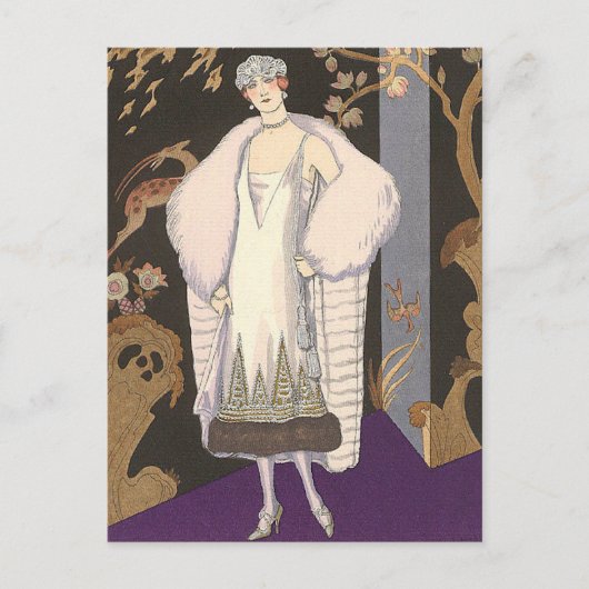 Italienisches Kleid und Coat George Barbier Postkarte (Vorderseite)