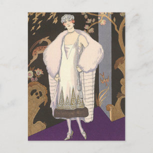 Italienisches Kleid und Mantel George Barbier Postkarte