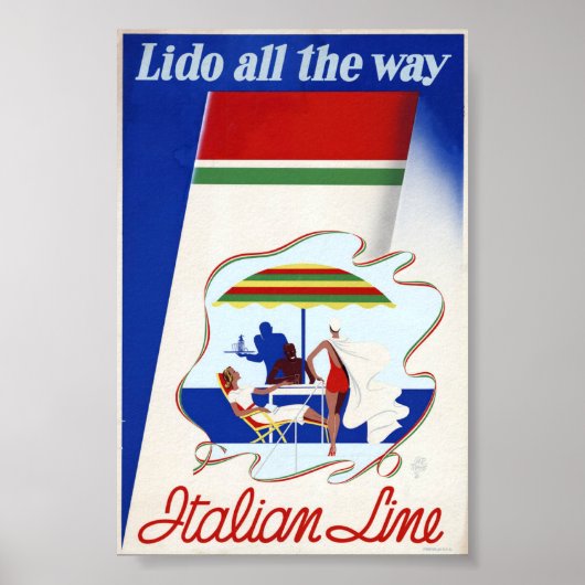 Italienisches Kreuzfahrtschiff Poster Mitte des Ja (Vorne)