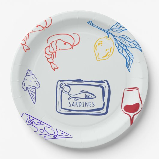 Italienisches Küstenessen Pappteller (Vorderseite)