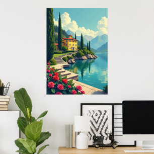 Italienisches Lake Como Villa Landschaftskunst Pos Poster