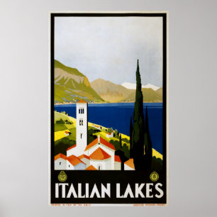 Italienisches Lakes Vintage Reiseplakat Poster
