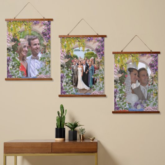 Italienisches Land Zuhause im Freien Wandteppich Mit Holzrahmen (Asymmetrisch)