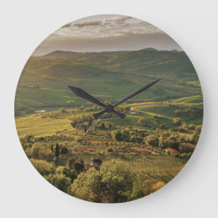Italienisches Landgut, Sonnenuntergang in der Tosk Große Wanduhr
