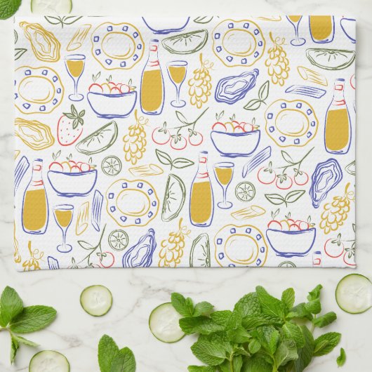 Italienisches Lebensmittel mit Handzeichen Geschirrtuch (Gefaltet)