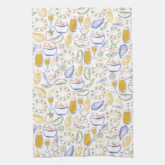 Italienisches Lebensmittel mit Handzeichen Geschirrtuch (Vertikal)
