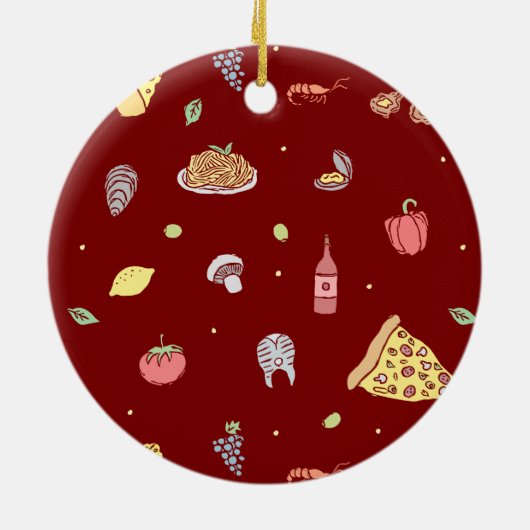 Italienisches Lebensmittelmuster. Nahtlose italien Keramik Ornament (Hinten)