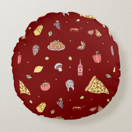 Italienisches Lebensmittelmuster. Nahtlose italien Rundes Kissen