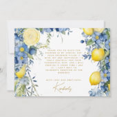 Italienisches Lemon Blue Tiles Italien Brautparty Dankeskarte (Rückseite)