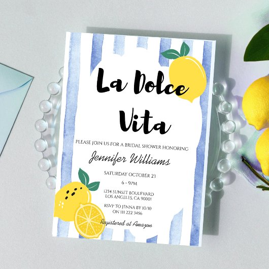 Italienisches Lemon Brautparty Blue Dolce Vita Doo Einladung