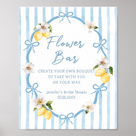 Italienisches Lemon Brautparty Blume Bar Poster (Vorne)