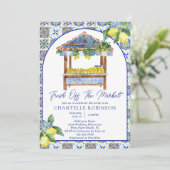 Italienisches Lemon-Brautparty frisch vom Markt Einladung (Stehend Vorderseite)