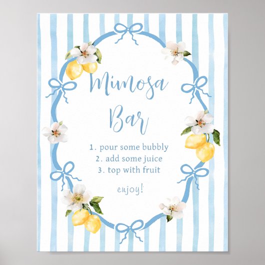 Italienisches Lemon Brautparty Mimosa Bar Poster (Vorne)