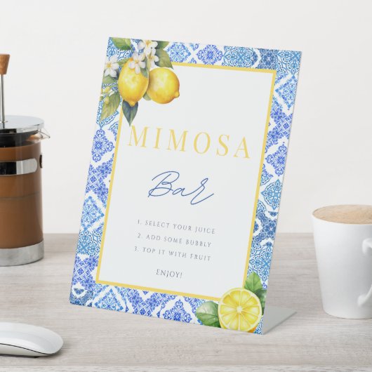 Italienisches Lemon Brautparty Mimosa Zeichenposte Sockelschild (In SItu)