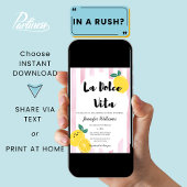 Italienisches Lemon Brautparty Pink Dolce Vita Doo Einladung