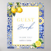 Italienisches Lemon Wedding Guest Book Sign Poster (Vorne)