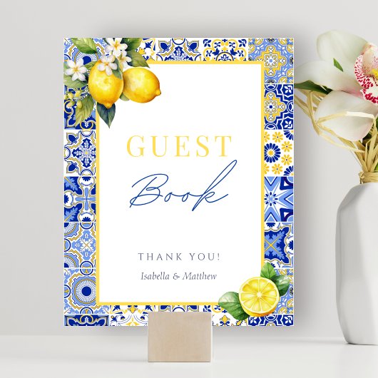 Italienisches Lemon Wedding Guest Book Sign Poster