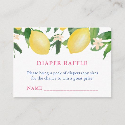 Italienisches Lemons Baby Showdiaper Raffle Ticket Begleitkarte (Vorderseite)